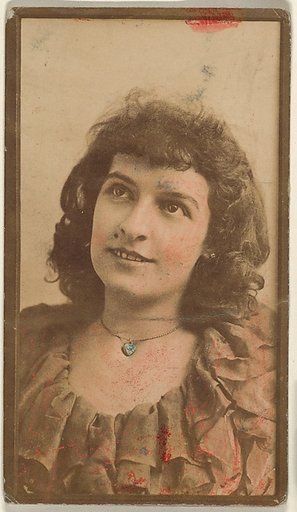 Actress wearing hand-colored blue necklace, from the Actresses series (N668)