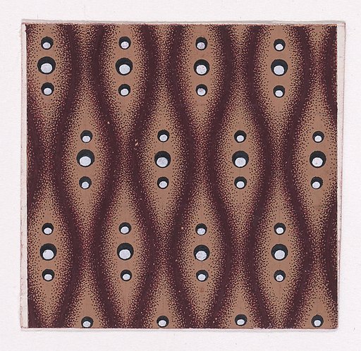 Textile Design with Vertical and Horizontal Rows of Stylized Bullet-Shaped Flowers with Pearls as Pistils, Placed Alternately Horizontally and Verticallly, and Quatrefoils Forming In-Between the Flowers