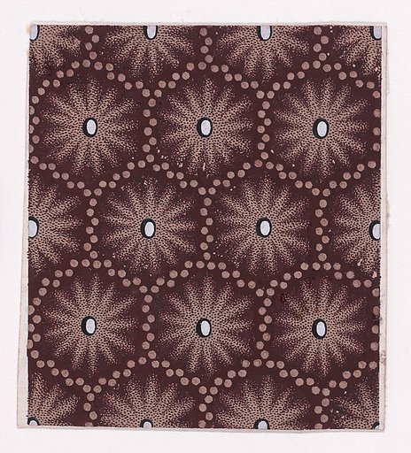 Textile Design with a Honeycomb Pattern of Garlands of Dots and Pearls over a Stippled Background