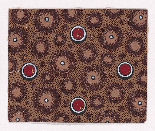 Textile Design with Circles and Pearls over a Stippled Background