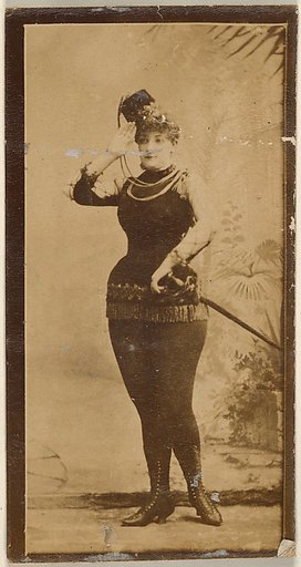 Actress saluting and wearing costume with sword, from the Actresses series (N668)