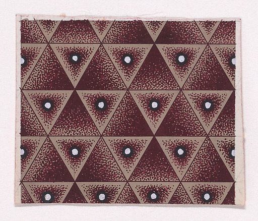 Textile Design with a Seamless Pattern of Alternating Triangles Decorated with Pearls