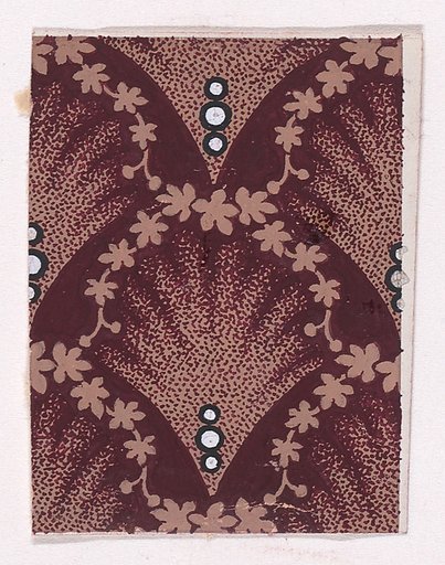 Textile Design with Alternating Palmettes Decorated with Pearls Framed by Garlands of Flowers and Buds