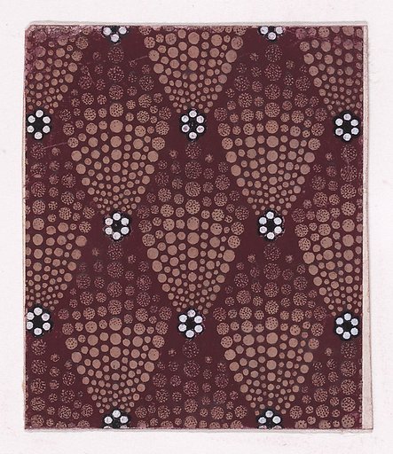 Textile Design with Rosettes of Pearls Flanked with Abstract Palmettes of Dots