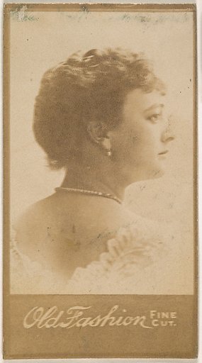 Portrait of actress in profile, from the Actresses series (N664) promoting Old Fashion Fine Cut Tobacco