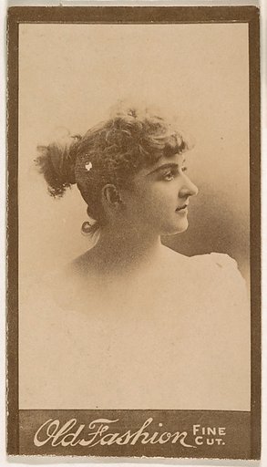 Portrait of actress in profile, from the Actresses series (N664) promoting Old Fashion Fine Cut Tobacco