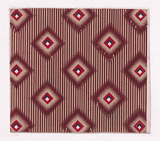 Textile Design with Alternating Lozenges over a Striped Background