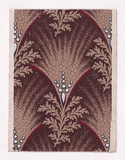 Textile Design with Alternating Palmettes Decorated with Pearls Flanked by Bundles of Leaves