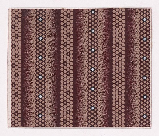Textile Design with Alternating Vertical Stripes of Honeycomb Patterns Decorated with Pearls