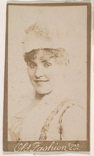 Actress wearing feathered hat, from the Actresses series (N664) promoting Old Fashion Fine Cut Tobacco