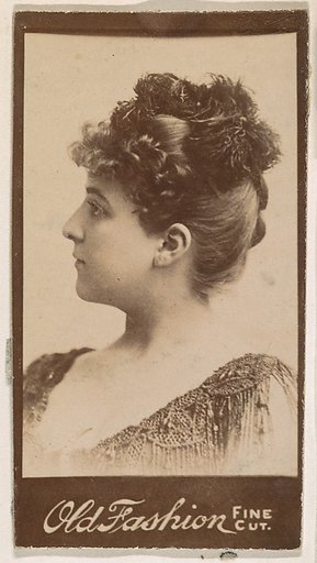 Portrait of actress in profile, from the Actresses series (N664) promoting Old Fashion Fine Cut Tobacco