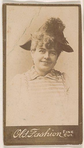 Actress wearing feathered hat, from the Actresses series (N664) promoting Old Fashion Fine Cut Tobacco