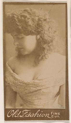 Portrait of actress in profile, from the Actresses series (N664) promoting Old Fashion Fine Cut Tobacco