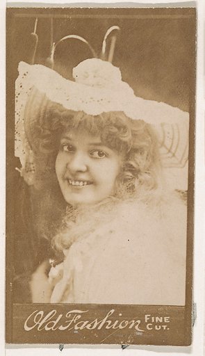 Actress wearing wide-brimmed hat, from the Actresses series (N664) promoting Old Fashion Fine Cut Tobacco