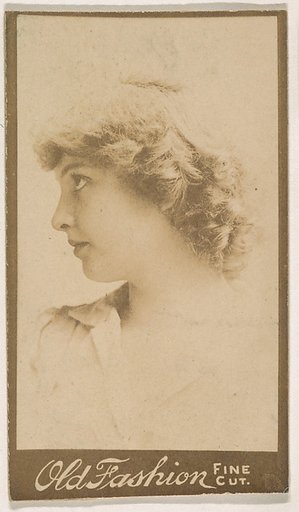 Portrait of actress in profile, from the Actresses series (N664) promoting Old Fashion Fine Cut Tobacco