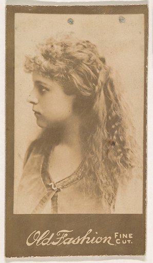 Portrait of actress in profile, from the Actresses series (N664) promoting Old Fashion Fine Cut Tobacco