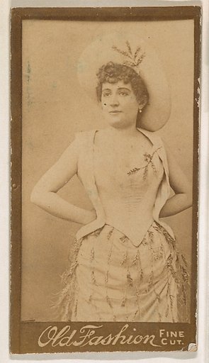 Actress standing with hands on hips, from the Actresses series (N664) promoting Old Fashion Fine Cut Tobacco