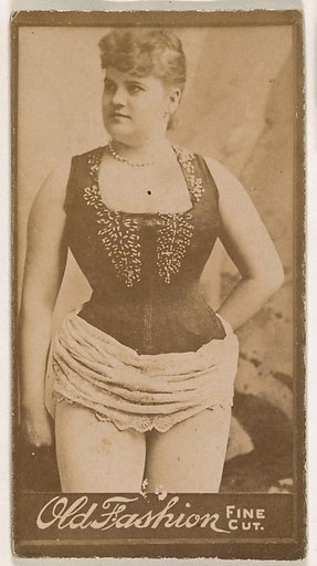 Actress standing with hand on hip, from the Actresses series (N664) promoting Old Fashion Fine Cut Tobacco