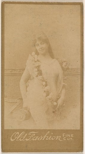 Actress wearing floral sash, from the Actresses series (N664) promoting Old Fashion Fine Cut Tobacco