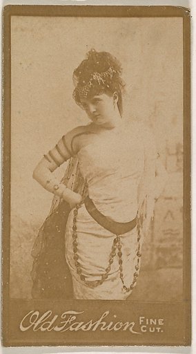 Actress wearing costume with spiral armband, from the Actresses series (N664) promoting Old Fashion Fine Cut Tobacco