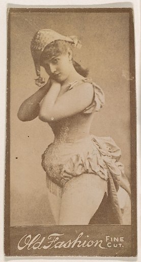 Actress resting face on hands, from the Actresses series (N664) promoting Old Fashion Fine Cut Tobacco