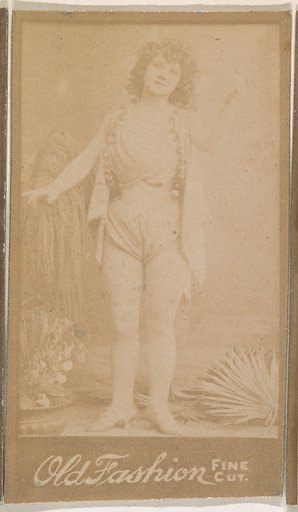 Actress posing with upraised arm, from the Actresses series (N664) promoting Old Fashion Fine Cut Tobacco