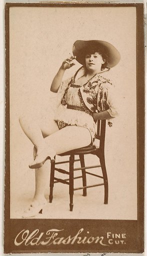 Actress wearing wide-brimmed hat, from the Actresses series (N664) promoting Old Fashion Fine Cut Tobacco