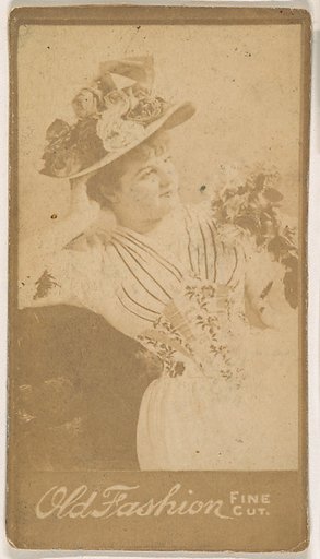 Actress wearing floral hat, from the Actresses series (N664) promoting Old Fashion Fine Cut Tobacco