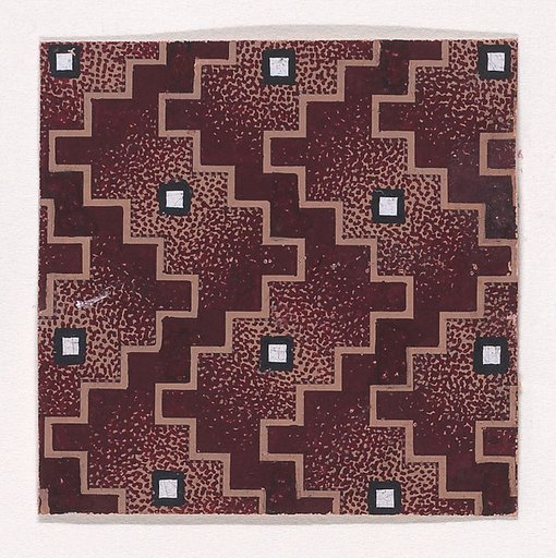 Textile Design with Alternating Vertical Rows of Pearls Framed by Undulating Vertical Zig-Zagging Lines
