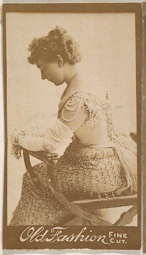 Portrait of actress in profile, from the Actresses series (N664) promoting Old Fashion Fine Cut Tobacco