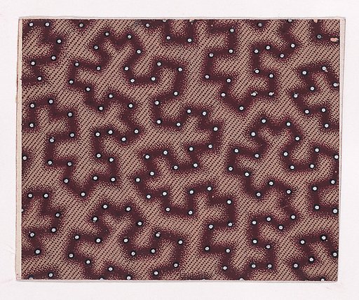 Textile Design with a Vermicular Pattern Decorated with Pearls over a Background of Diagonal Stripes