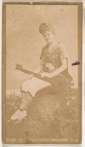 Actress with mandolin, from the Actresses series (N664) promoting Old Fashion Fine Cut Tobacco
