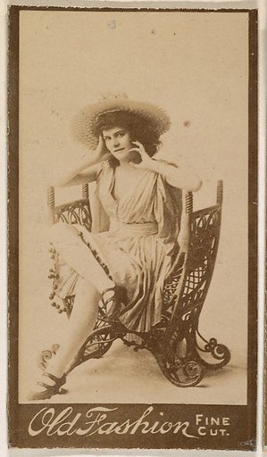Actress wearing wide-brimmed hat, from the Actresses series (N664) promoting Old Fashion Fine Cut Tobacco