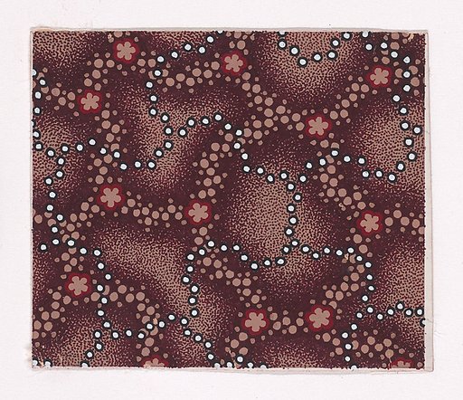Textile Design with Interlacing Strips of Pearls over Interlacing Garlands of Dots and Rosettes over a Stippled Background