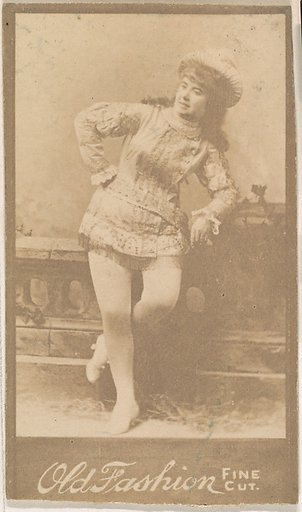 Actress leaning on ballustrade, from the Actresses series (N664) promoting Old Fashion Fine Cut Tobacco
