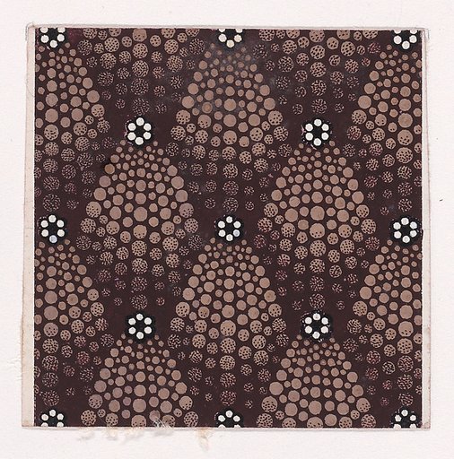 Textile Design with Alternating Rosettes of Pearls Flanked with Abstract Palmettes of Dots