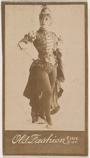 Actress standing with hands on hips, from the Actresses series (N664) promoting Old Fashion Fine Cut Tobacco
