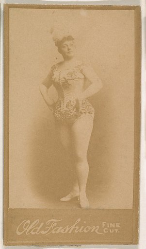 Actress wearing plumed hat, from the Actresses series (N664) promoting Old Fashion Fine Cut Tobacco