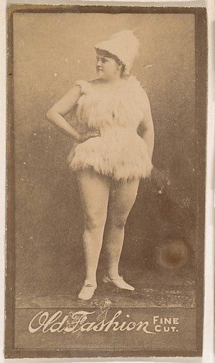 Actress wearing feathered costume, from the Actresses series (N664) promoting Old Fashion Fine Cut Tobacco