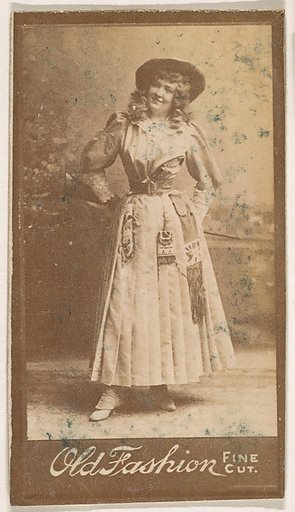 Actress standing with hands behind back, from the Actresses series (N664) promoting Old Fashion Fine Cut Tobacco
