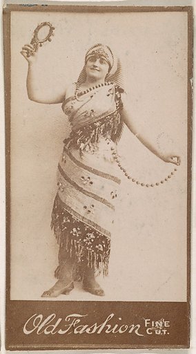 Actress holding hand-mirror aloft, from the Actresses series (N664) promoting Old Fashion Fine Cut Tobacco