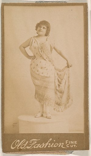 Actress standing on pedestal, from the Actresses series (N664) promoting Old Fashion Fine Cut Tobacco