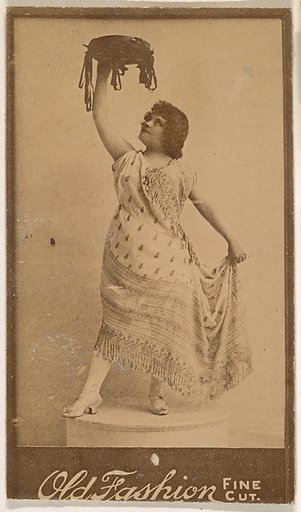 Actress with tambourine, from the Actresses series (N664) promoting Old Fashion Fine Cut Tobacco