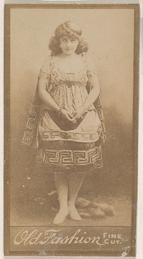 Actress wearing embroidered costume and cap, from the Actresses series (N664) promoting Old Fashion Fine Cut Tobacco