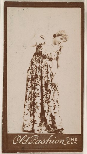 Actress wearing floral-print dress, from the Actresses series (N664) promoting Old Fashion Fine Cut Tobacco
