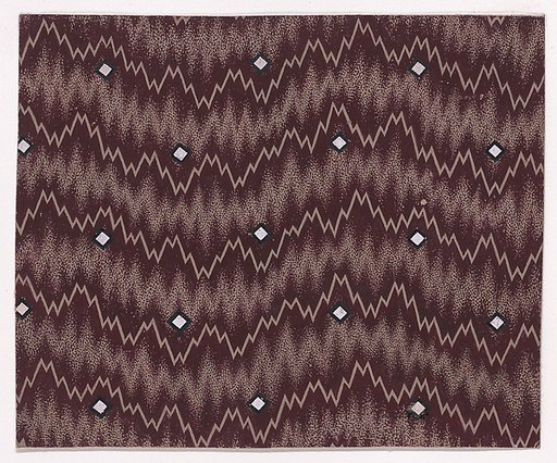 Textile Design with Undulating Horizontal Zig-Zagging Lines and Alternating Rows of Lozenges