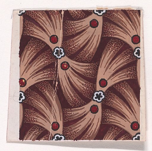 Textile Design with Alternating Rows of Bundles of Hay Decorated with Rosettes and Pearls