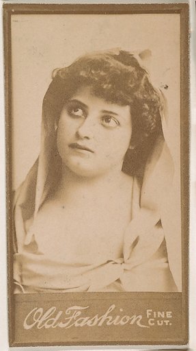 Actress with shawl draped over hair, from the Actresses series (N664) promoting Old Fashion Fine Cut Tobacco