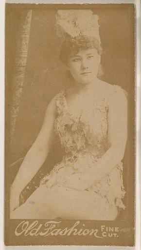 Actress wearing plumed hat, from the Actresses series (N664) promoting Old Fashion Fine Cut Tobacco