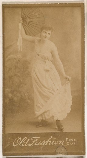 Dancer holding fan, from the Actresses series (N664) promoting Old Fashion Fine Cut Tobacco